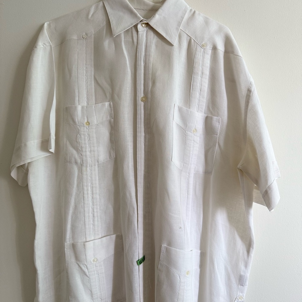 White Short Sleeve Button-Up Shirt